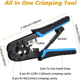 BALRAMA Heavy Dual Modular Network RJ45 RJ11 RJ12 Crimping Tool, Network Cable Cutting Network Interface Card-35