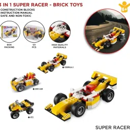 md toy villa 3in1 architect series (super racer) car blocks set 121+ pcs educational blocks image 3