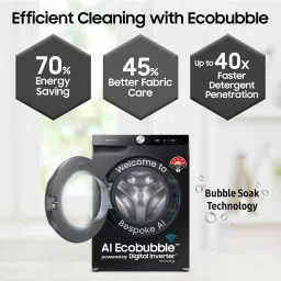 samsung 9 kg 5 Star, Eco Bubble Technology, AI Control , Wi-Fi Enabled , Digital Inverter Motor, Hygiene Steam, Fully Automatic Front Load with In-built Heater Black image 4
