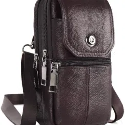 Brown Men Sling Bag Leather Small Crossbody Sling One Side Bag for Mobile Phone Passport Holder-image-110