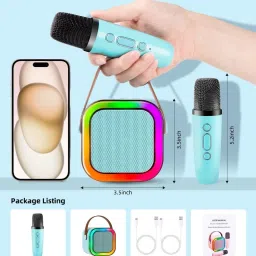 NIVKEZ Wireless Bluetooth Karaoke Speaker with Mic – LED Party Light & Portable Design Speaker Mount image 2