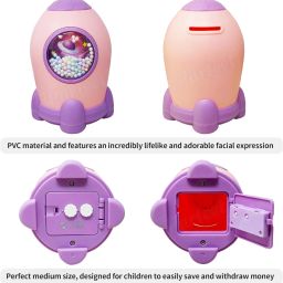 Space Shape Money Bank, Coin Bank Secure Piggy Bank, Coin Box for Kids (Pink) Cash Box-image-64