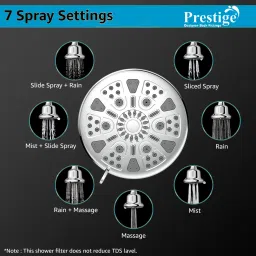 prestige 5-INCH SHOWER FILTER WITH 7-Function,Shower Head With 7inch Arm and Flange Fixed Mount image 3
