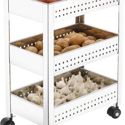 3-Tier Vegetable Basket /Onion Garlic Stand/Vegetable Storage Stand-Trolley Stainless Steel Fruit & Vegetable Basket-picture-24