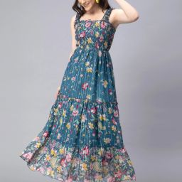 Women Fit and Flare Multicolor Maxi/Full Length Dress-image-19