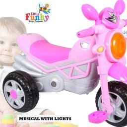 Kids Ride On Bullet Bike Tricycle With Pedal N Music & Led Lights for 2 to 4 Years Pink Tricycle-11