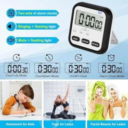 generic Stopwatch Timer for Study Kitchen Timer Large LCD Screen 24hr Digital Display Magnetic Retractable Stand Loud Alarm Stop Watch Countdown Flashing Light Study Timer for Students Cooking image 3