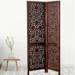 shilpi Brown 2 Panel Folding Wood & MDF Room Divider Seprator-picture-6