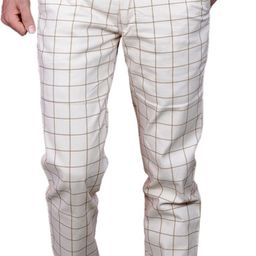 fubar Men Slim Fit White Cotton Blend Trousers-picture-39