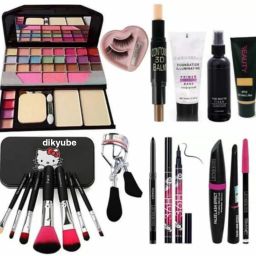 7pcs makeup brush set with Tya makeup kit 3D contour strick, primer, fixer, high quality foundation, kajal, waterproof 36H Sketch eyeliner and 3in1 combo set eyelashes curler and eyelashes with glue ( pack of 19 item )-image-13