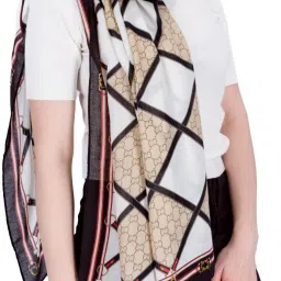 Geometric Print Cotton Blend Women Multicolor Fancy Scarf, Scarf, Stole-image-70