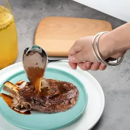 arscart Sauce Ladle, BuyGo Drizzle Spoon with Spout Gravy pack 2 Stainless Steel Tea Spoon Set image 3