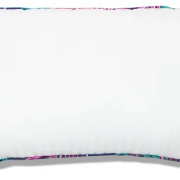 White with Decorative Piping Trim Hollow Microfibre Solid Sleeping Pillow Pack of 1-image-3