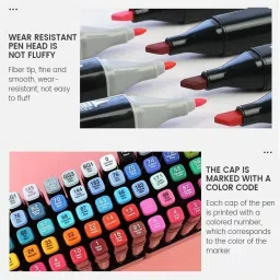 seahaven 24 Pcs Color Markers Set Alcohol Based Markers Color Pen with Sketch Book image 3
