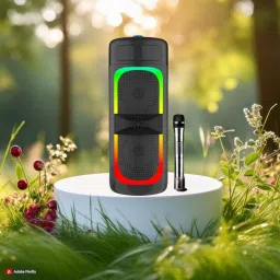 SACRO Bluetooth Party Speaker With Karaoke Mic and RGB Lights,High Quality Woofer F377 40 W Bluetooth Laptop/Desktop Speaker-image-57