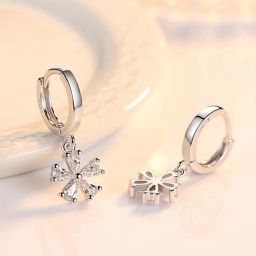 Royal & Beautiful Flower Dangle Zircon Earrings For Women & Girls Swarovski Zirconia Sterling Silver Drops & Danglers-image-2