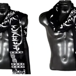 Printed Pure Cotton Men Black Fancy Scarf-image-3