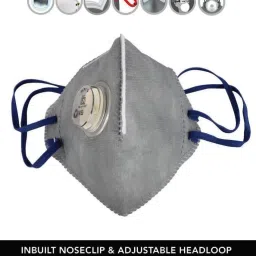 Premium Protection Reusable Mask For Men Women Kids Teens Adults Girls Boys Anti Pollution Mask Breathable Face Mask With Adjustable Nose Clip Surgical Mask ISI Approved High Quality Mask Premium Fabric Mask With Activated Carbon Filter Valve Multi Layer Cotton Washable Pollution Mask With Adjustable Head Loop Anti Virus Mask Antimicrobial Mask Anti Germ Mask Anti Bacterial Mask Water Resistant Mask Pack of 5 Grey Mask Reusable, Washable-image-25