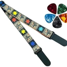 Guitar Strap Belt with Picks Adjustable Guitar Belt for Acoustic Electric Guitar Polyester, Nylon Strap-image-98
