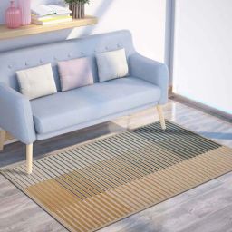 presto Beige Geometric Polyester 4 ft x 6 ft Machine made Carpet-picture-1