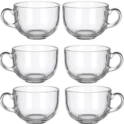 (Pack of 6) Tea and Coffee Glass Set of 6 with Handle - Microwave Safe,Coffee Mug (190 ml) Glass Set Water/Juice Glass-image-53