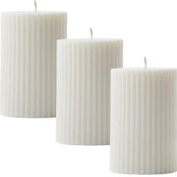 Pillar Candle Set of 3 Pcs Ribbed Scented Pillar Candles 2x3 inch Candle-image-64