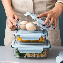 Glass Borosilicate Lunch Box Food Storage Container 1040 ml 750 ml 500 ml 1 Containers Lunch Box-image-1