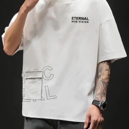 Men Typography Round Neck Cotton Blend White T-Shirt-image-31