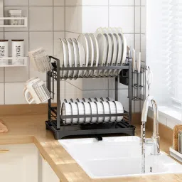 Utensil Kitchen Rack Dish Drying Rack for Kitchen|2 Tier High Capacity Carbon Steel-72