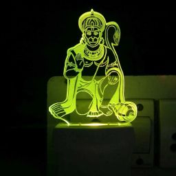 3D Illusion LED Light Night Lights for 7 LED Colors Changing Lighting Touch USB Charge Table Desk Bedroom Decoration Decorative Lighting Gifts for Boys Girls Kids Baby Friends (Love) Hanuman Night Lamp (15 cm, Multicolor) Night Lamp-image-42