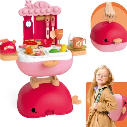 3 IN1 Kitchen Counter Set for Girls with Foldable Suitcase, School Bag (30 Pcs)-17
