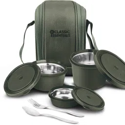Suprme Stainless Steel Lunch Box Set with Cutlery & Bag | Microwave Safe 3 Containers Lunch Box-image-27