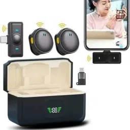 technologia professional Q8 dual wireless mic with noise cancellation and charging case Microphone image 2