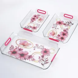 Melamine Multicolor Serving Tray, Set of 3 (Small, Medium and Large Size) Tray-1