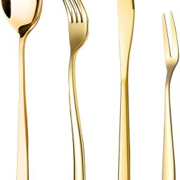 Golden Dinnerware - Luxury Mirror Finish | Ideal for Home, Restaurant & Gifting Stainless Steel Cutlery Set-24