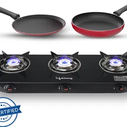lifelong LLCMBGS03 Combo - Cooktop + Flat tawa + Fry Pan Top Glass Manual Gas Stove-picture-29