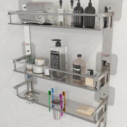 Magic Sticker Double Soap Dish brush Holder Bathroom Accessories Wall Shelf Stainless Steel Toilet Paper Holder-image-41