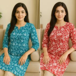 Casual Regular Sleeves Floral Print Women Blue, Red Top-image-36