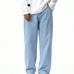 Men Relaxed Fit Mid Rise Light Blue Jeans-image-56