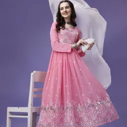 Embroidered Georgette Stitched Anarkali Gown-image-13