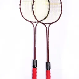 addiction Double Rod badminton racquet set with net and three shuttles Red Strung Badminton Racquet image 2