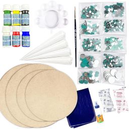 Lippan Art Material DIY Kit MDF Coaster , Mirrors Craft , Paint Colours-9