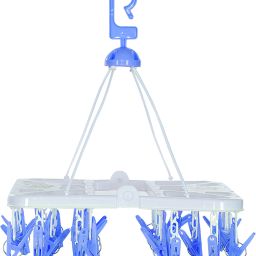 Foldable Cloth Hanger with 28 Clips Drying Socks Towels Baby dress Gloves Plastic Cloth Clips-21