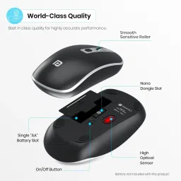 Portronics Toad 14 / Runs on single AA Battery,upto 1400 DPI,30 Lakhs + click life Wireless Optical Mouse image 3
