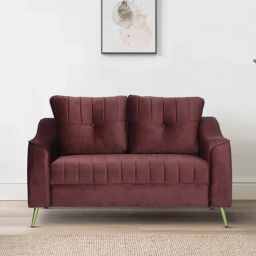 casacraft from pepperfry Leona Velvet 2 Seater Sofa in Wine Red Colour-picture-39
