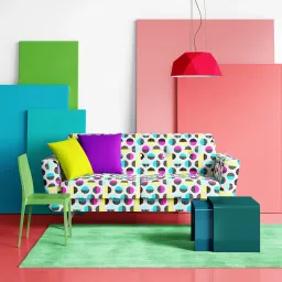 artzfolio AZ5008387SOF_FB_RF_R-SP_D56^80_VL Geometric Circles Pattern D4 Velvet Sofa Fabric Sofa Fabric image 3