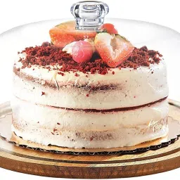 Wooden Cake Stand with Dome Attractive Cake Serving Tray Acrylic Cake Server Bamboo, Acrylic Cake Server-15