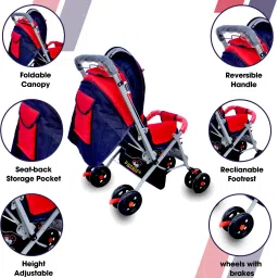 dandles Baby Stroller and Pram with Sun Canopy & Mosquito Net and Wheel Breaks Stroller Stroller image 3