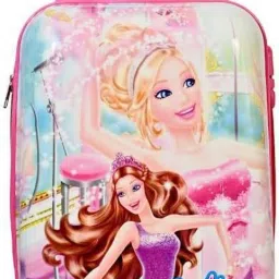 Small Cabin Suitcase (16 inch) 4 Wheels - Polycarbonate 360° Rotating Wheels Barbie Printed Kids Trolley Bag - Pink-image-61