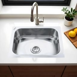 21”x18”x8” Premium 1mm Thick Stainless Steel Square Single Bowl Kitchen Sink | 21x18x8 Inches Kitchen Sink Vessel Sink-image-45